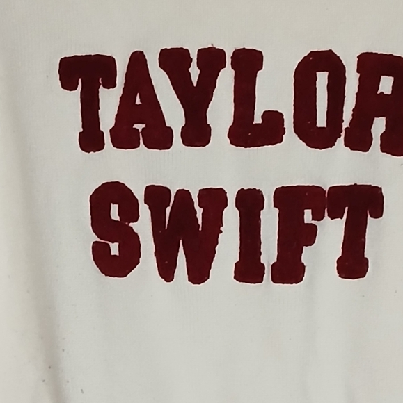 Taylor Swift Red and Beige Collegiate Style Pullover Knit Sweater - Picture 3 of 4